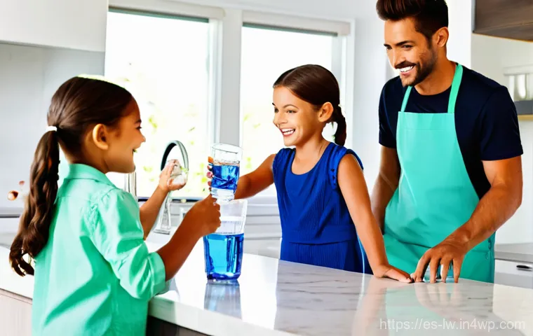 자연형 물 정화 시스템의 설치 및 운영 비용 절감 전략 - **Prompt 1: Family Enjoying Pure Water at Home**
"A vibrant, sunlit kitchen in a modern Spanish-...